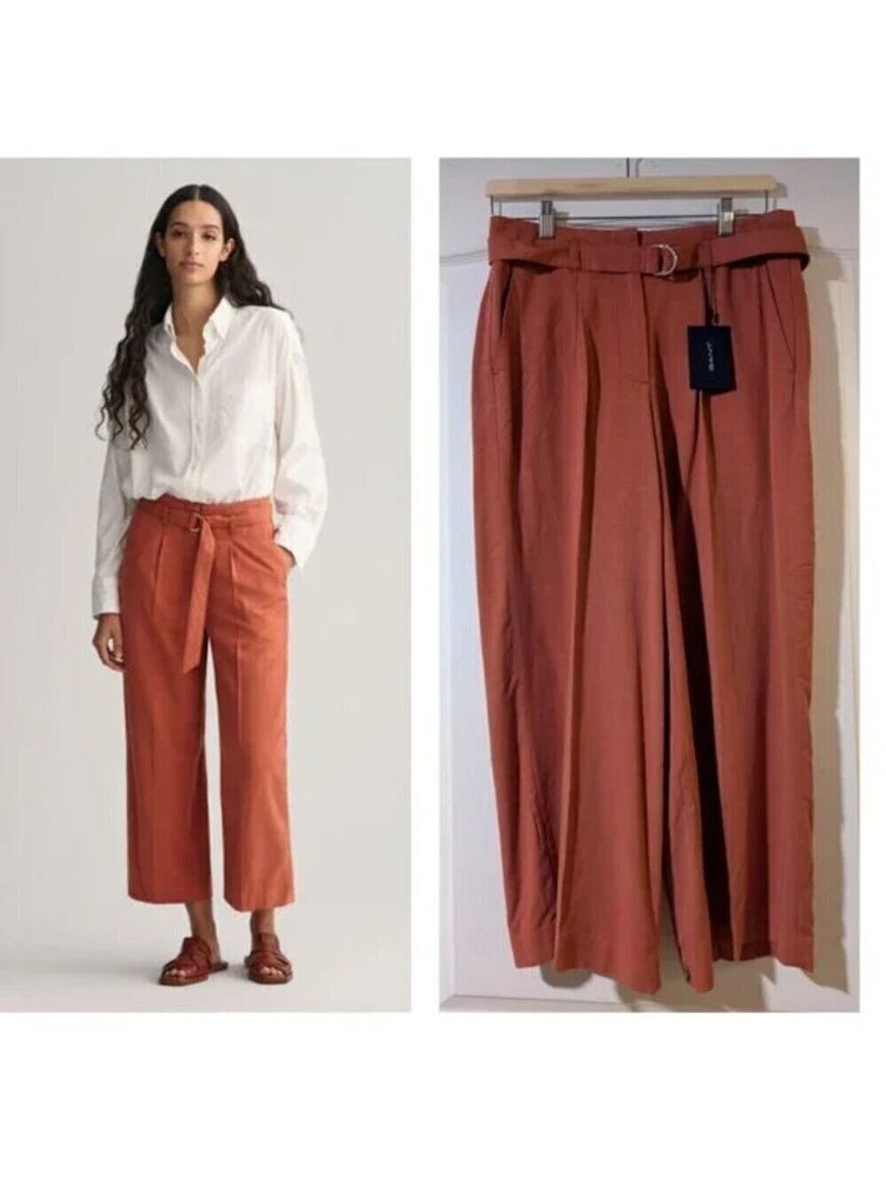 NWT Gant | Wide Leg Cropped Belted Pants